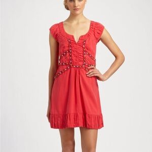 Elegant Red Dress-all silk  and lined mini dress
